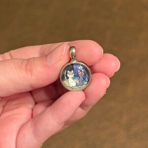 Sailor moon cats Luna (black) and Artemis (white) silver plated pendant